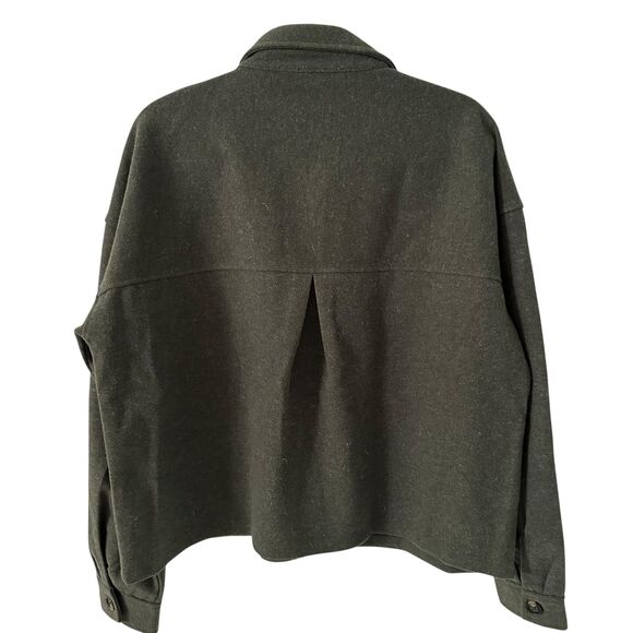 Beachlunchlounge Green Polyester Boxy Oversized Button Up Shacket Size L - Picture 2 of 6